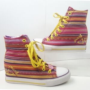 Y2K SKECHERS🔥Daddy's Money🌻Colorful Striped High-Top Secret Wedge Sneak